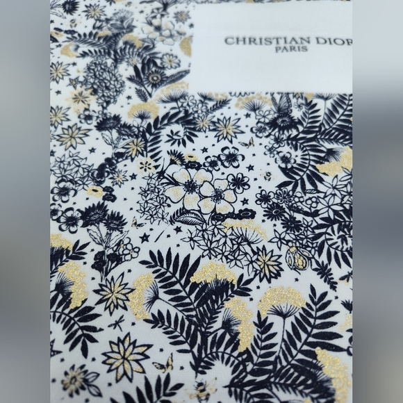 Christian Dior Paris Drawstring Dust Bag Floral Gold Black Authentic Packaging - Picture 3 of 6
